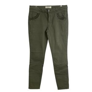 Mos Mosh Pants Womens Size 31 Green Naomi Shine Pants Chino Cotton Beaded Boho